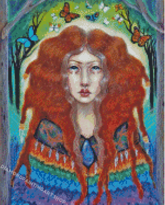 Hippie Girl And Butterflies Diamond Painting Art