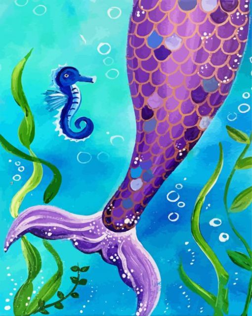 Purple Mermaid Tail Diamond Painting Art