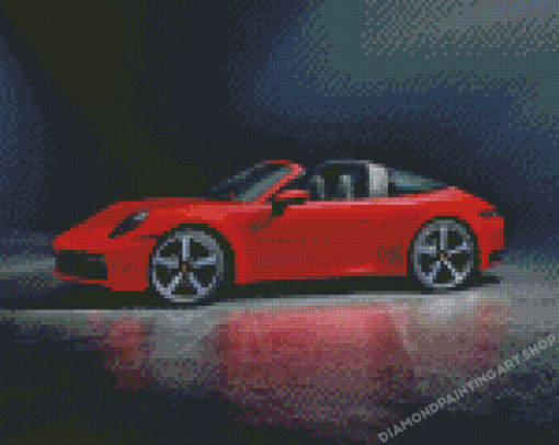 Red Porsche Targa Diamond Painting Art
