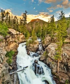 Rocky Mountain Waterfall Diamond Painting Art