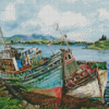 Abandoned Fishing Boat Diamond Painting Art