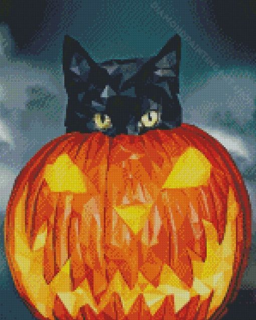 Aesthetic Halloween Cat Diamond Painting Art