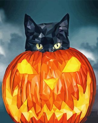 Aesthetic Halloween Cat Diamond Painting Art
