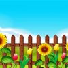Aesthetic Fence And Flowers Diamond Painting Art