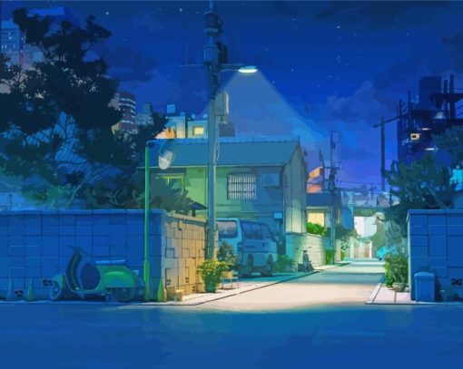 Anime Streets At Night Diamond Painting Art