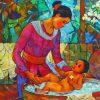 Asian Mother And Child Diamond Painting Art