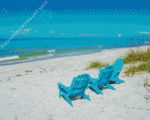 Beach Chairs In The Sand On Longboat Key Diamond Painting Art