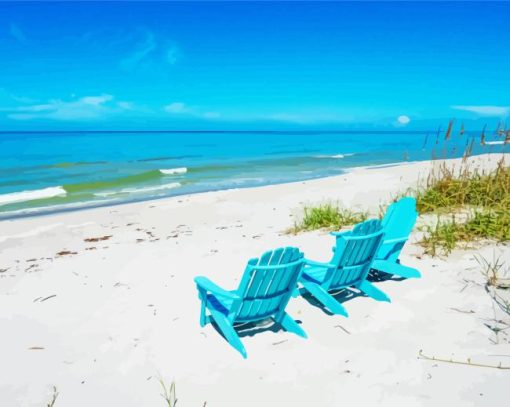 Beach Chairs In The Sand On Longboat Key Diamond Painting Art