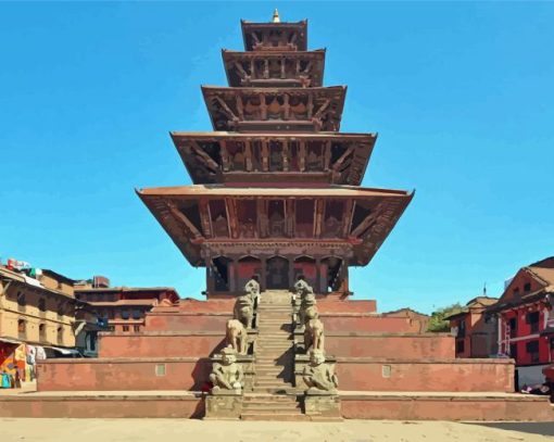 Bhaktapur Nyatapola Temple Diamond Painting Art