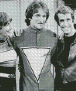 Black And White Mork And Mindy Characters Diamond Painting Art