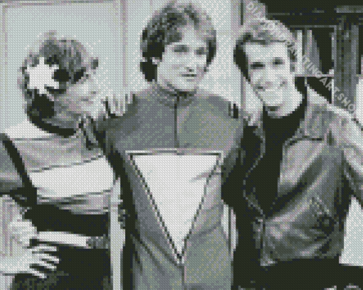 Black And White Mork And Mindy Characters Diamond Painting Art