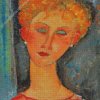 Blonde Woman Curly Hair Diamond Painting Art