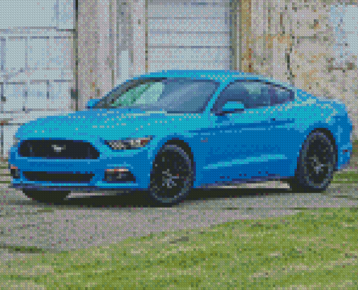 Blue 2017 Ford Mustang Diamond Painting Art