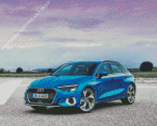 Blue Audi A3 Diamond Painting Art