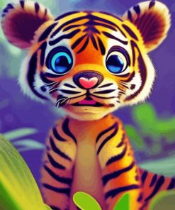 Cartoon Sweet Baby Face Tiger Diamond Painting Art