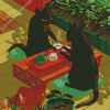 Cats With Tea Diamond Painting Art