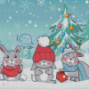 Christmas Bunnies In Snow Diamond Painting Art