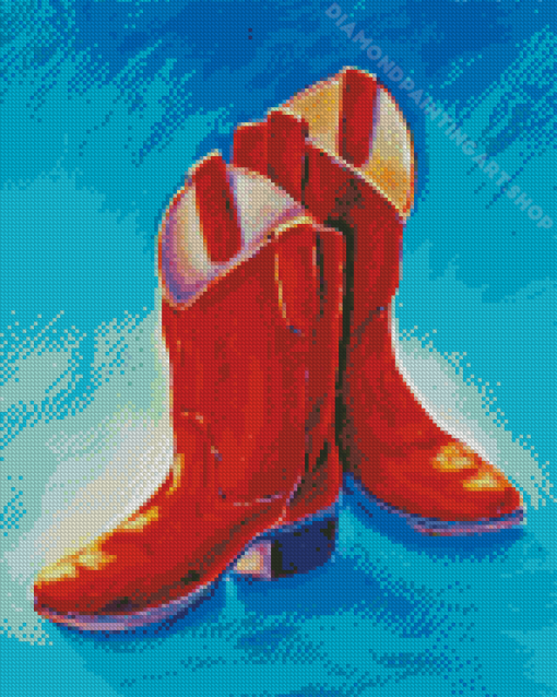 Cowboy Red Boots Diamond Painting Art