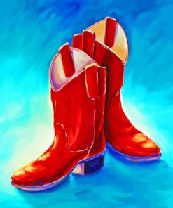 Cowboy Red Boots Diamond Painting Art