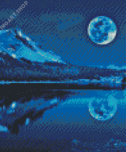 Full Moon Over Lake Diamond Painting Art