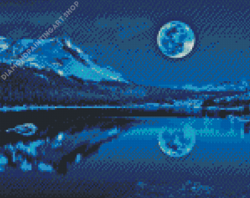 Full Moon Over Lake Diamond Painting Art