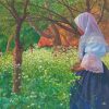 Girl In A Meadow Diamond Painting Art