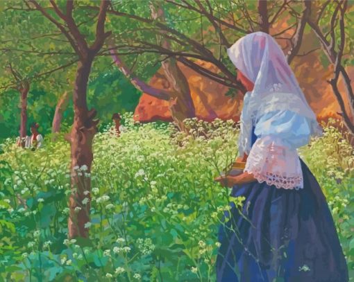 Girl In A Meadow Diamond Painting Art