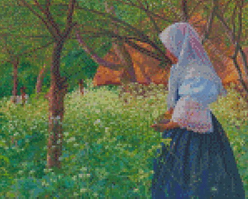 Girl In A Meadow Diamond Painting Art