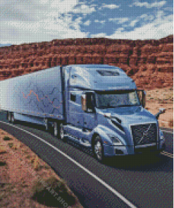 Grey Volvo Truck Diamond Painting Art