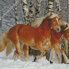 Haflinger Horses In Snow Diamond Painting Art