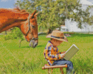 Horse And Child Diamond Painting Art