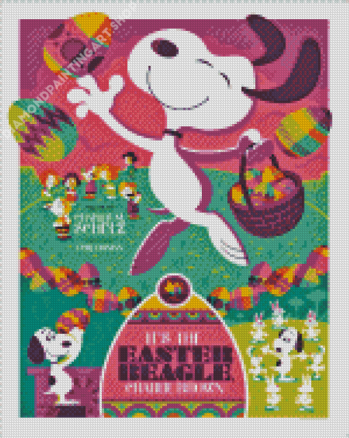 Its The Easter Beagle Charlie Brown Poster Illustration Diamond Painting Art