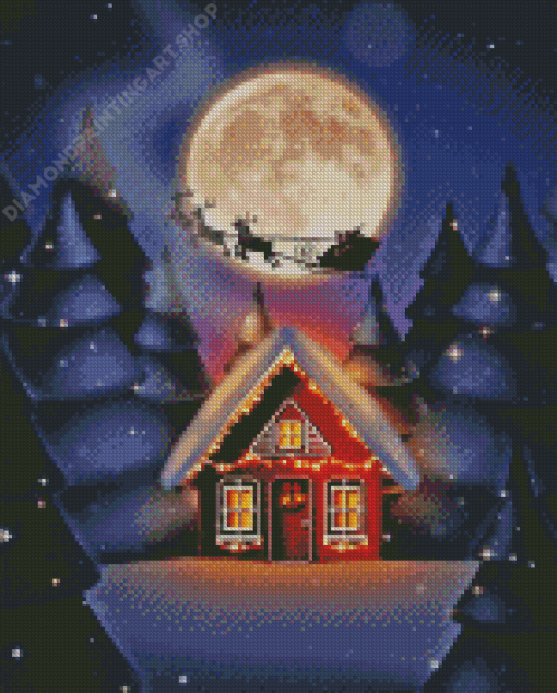 Merry Christmas Moonlight Diamond Painting Art