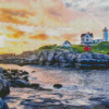 Nubble Lighthouse Landscape Diamond Painting Art
