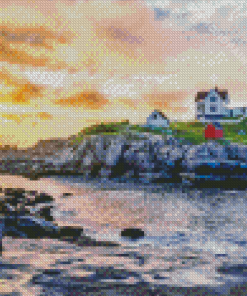 Nubble Lighthouse Landscape Diamond Painting Art