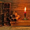 Old Candle Holder And Books Diamond Painting Art