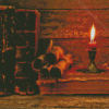 Old Candle Holder And Books Diamond Painting ArtOld Candle Holder And Books Diamond Painting Art