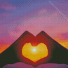 Purple Sunset Heart Diamond Painting Art
