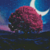 Purple Tree In Moon Diamond Painting Art