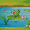 Relaxing Frog On Lily pad Diamond Painting Art