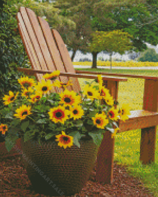 Sunflower With Chair Diamond Painting Art
