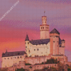 Sunset At Marksburg Castle Diamond Painting Art