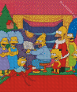 The Simpsons Celebrating Christmas Diamond Painting Art