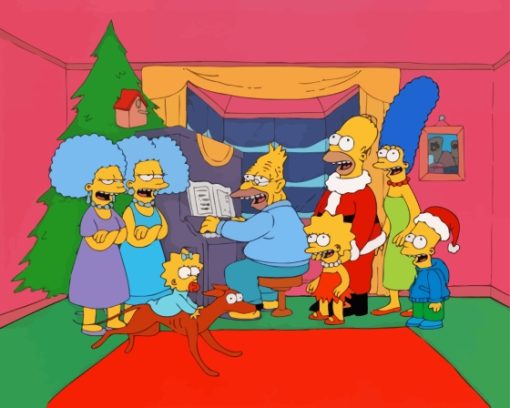 The Simpsons Celebrating Christmas Diamond Painting Art