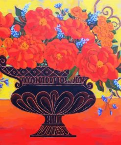 Vintage Red Peonies And Roses Vase Diamond Painting Art