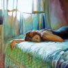 Woman Sleeping On Bed Diamond Painting Art
