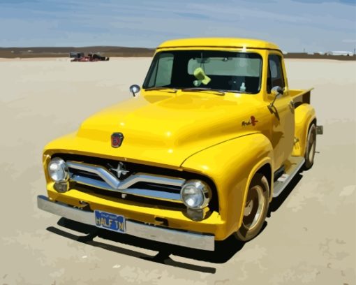 Yellow 1955 Ford Pickup Truck Diamond Painting Art