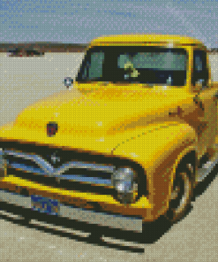 Yellow 1955 Ford Pickup Truck Diamond Painting Art