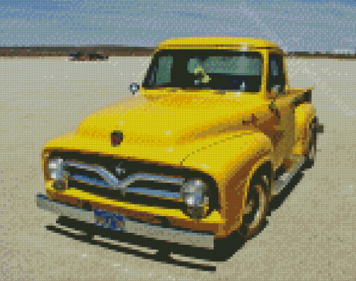 Yellow 1955 Ford Pickup Truck Diamond Painting Art