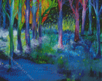 Abstarct Firefly Forest Diamond Painting Art